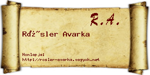 Rösler Avarka névjegykártya